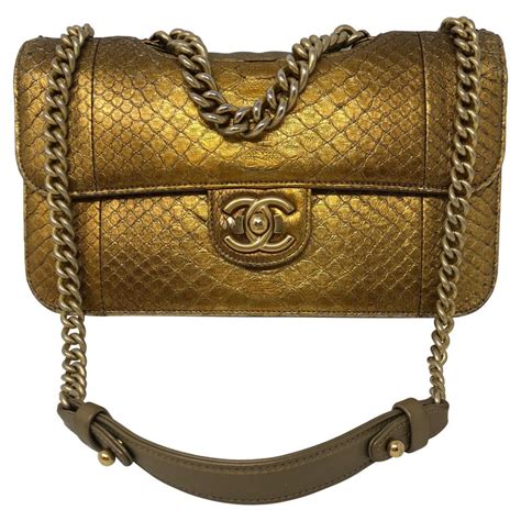 chanel gold python bag|python Chanel handbags women.